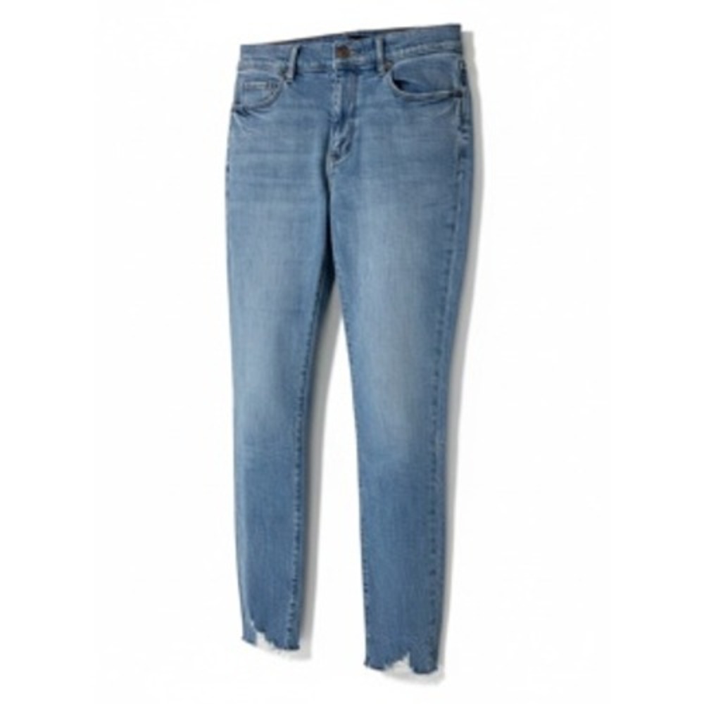 Loft Outlet Skinny Jeans Womens 6 Light Wash Raw Frayed Hem Step Hem Blue Denim